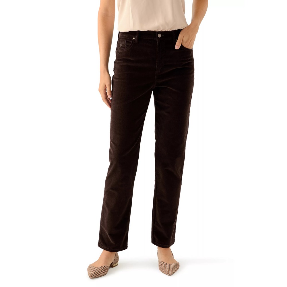 EUC Gloria Vanderbilt Womens Corduroy Pants Brown Amanda High Rise Stretch 16 P